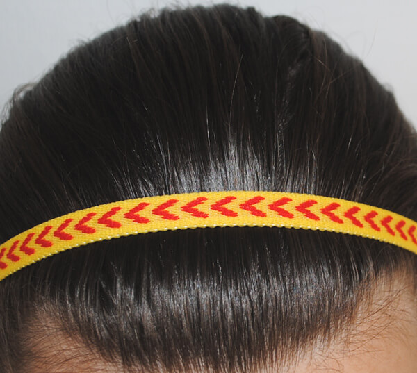 Bandeau cheveux jaune chevron rouge