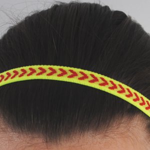 Bandeau cheveux jaune fluo chevron rouge